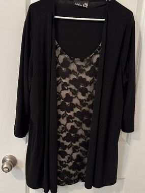 Black Lace-Front Camisole Set